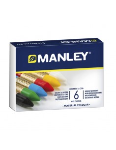 Manley Pack de 6 Ceras Blandas de Trazo Suave - Ideal para Tecnicas y Aplicaciones Variadas - Amplia Gama de Colores -