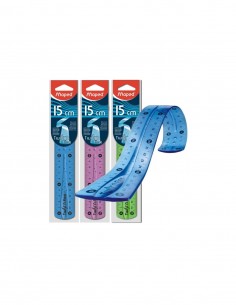 Maped Twist´n Flex Regla de 15 cm. Flexible - Irrompible - Doble Graduacion - Blister de 1 uds. - Colores Surtidos-Azul