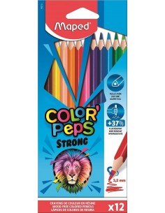 Maped Color´Peps Strong Lapices Triangulares de Colores - Sin Madera - Mina 3 2 mm - Punta Ultra Resistente - Colores