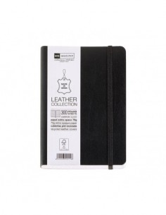 Miquel Rius Leather 1839 Cuaderno Flexible 8-300 Hojas con Indice - Cubiertas de Piel Reciclada - Cuadricula 5x5mm - Cierre