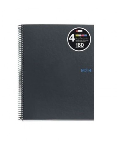 Miquel Rius Notebook4 Cuaderno de Espiral Formato A4 - 160 Hojas de 90gr Microperforadas con 4 Taladros - Cubiertas de Carton