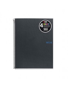 Miquel Rius Notebook4 Cuaderno de Espiral Formato A5 - 160 Hojas de 90gr Microperforadas con 2 Taladros - Cubiertas de Carton