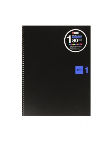 Miquel Rius Notebook1 Cuaderno de Espiral Formato A4 - 80 Hojas Microperforadas con 4 Taladros - Cuadricula 5x5 - Banda de