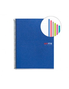 Miquel Rius Notebook6 Cuaderno de Espiral Formato A4 - 150 Hojas de 70gr Microperforadas con 2 Taladros - Cubiertas de
