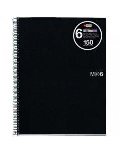 Miquel Rius Notebook6 Cuaderno de Espiral Formato A5 - 150 Hojas de 70gr Microperforadas con 2 Taladros - Cubiertas de
