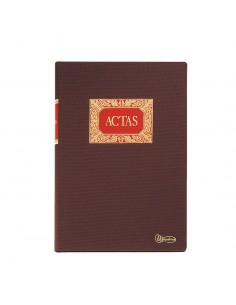 Miquel Rius Libro de Actas - Tamaño Folio Natural - 100 Hojas - Forrado en Tela - Detalles en Stamping - Corte de Color Azul