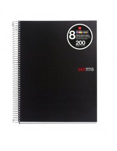 Miquel Rius Notebook8 Cuaderno de Espiral Formato A4 - 200 Hojas de 70 gr Microperforadas con 4 Taladros - Cubiertas de