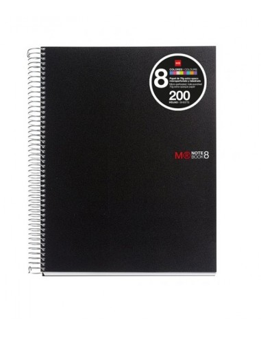 Miquel Rius Notebook8 Cuaderno de Espiral Formato A5 - 200 Hojas de 70 gr Microperforadas con 4 Taladros - Cubiertas de