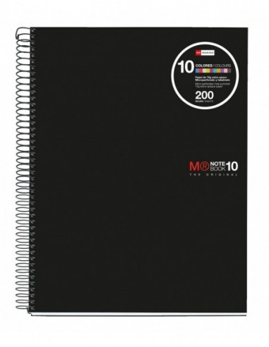 Miquel Rius Notebook10 Cuaderno de Espiral Formato A4 - 200 Hojas de 70gr Microperforadas con 4 Taladros - Cubiertas de