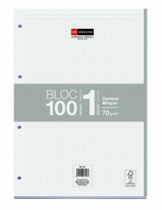 Miquel Rius Bloc1 Bloc Encolado Formato A4 - 100 Hojas de 70gr con 4 Taladros - Banda de las Hojas Gris - Base de Carton -