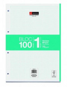 Miquel Rius Bloc1 Bloc Encolado Formato A4 - 100 Hojas de 70gr con 4 Taladros - Banda de las Hojas Turquesa - Base de Carton