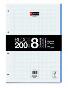 Miquel Rius Bloc8 Bloc Encolado Formato A4 - 200 Hojas de 70gr con 4 Taladros - Base de Carton - Cuadricula 5x5