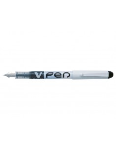 Pilot Pluma Estilografica V-Pen - Desechable - Tinta Liquida Borrable - Punta de Acero - Trazo de 0.5mm - Color Negro