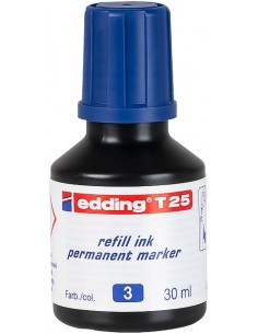 Edding T25 Bote de Recarga para Rotulador Permanente - Capacidad 30ml - Color Azul