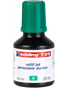 Edding T25 Bote de Recarga para Rotulador Permanente - Capacidad 30ml - Color Verde