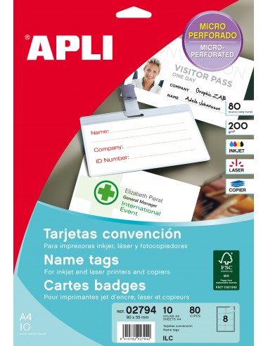 Apli Tarjetas Convencion Microperforadas 200g 10 Hojas