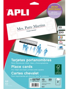 Apli Tarjetas Portanombres Microperforadas 200g 10 Hojas