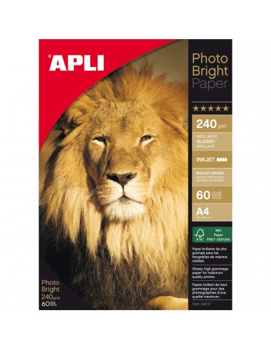 Apli Papel Fotografico Photobright A4 240g 60 Hojas