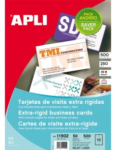 Apli Tarjetas de Visita Cantos Rectos Mate 250g 50 Hojas