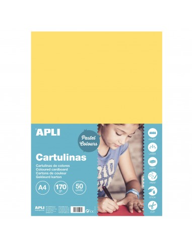 Apli Cartulina Amarillo Claro A4 170g 50 Hojas