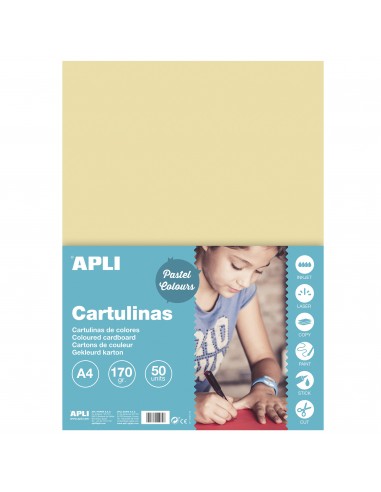 Apli Cartulina Crema A4 170g 50 Hojas