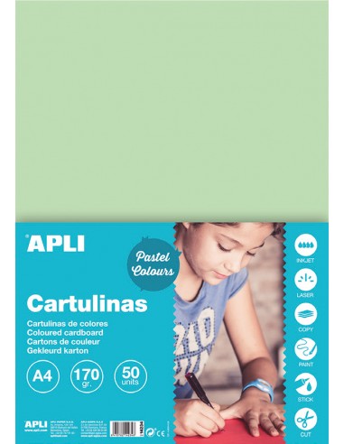 Apli Cartulina Verde Esmeralda A4 170g 50 Hojas