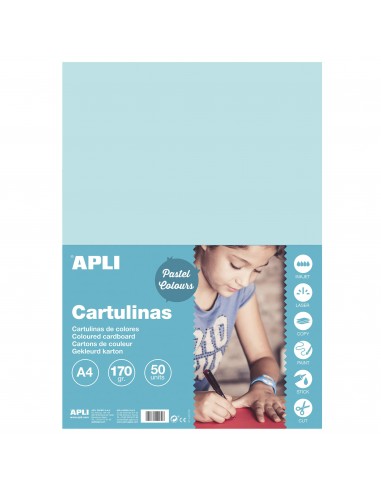 Apli Cartulina Azul Claro A4 170g 50 Hojas