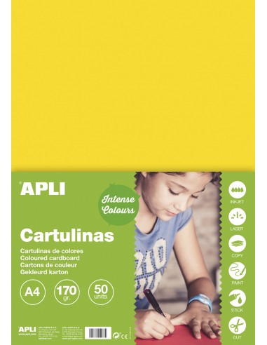 Apli Cartulina Amarilla A4 170g 50 Hojas