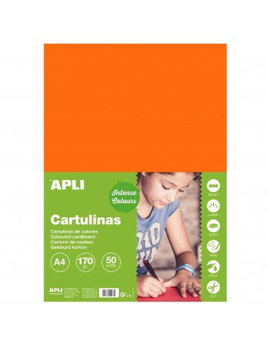 Apli Cartulina Naranja A4 170g 50 Hojas