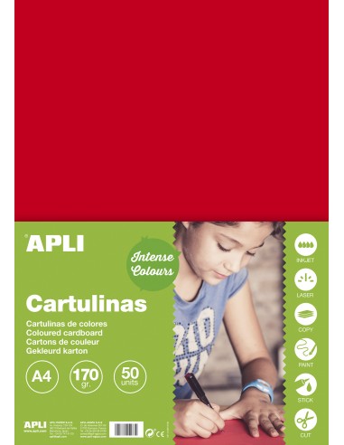 Apli Cartulina Roja A4 170g 50 Hojas