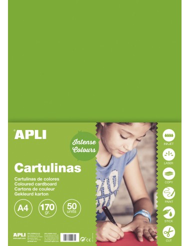 Apli Cartulina Verde Hierba A4 170g 50 Hojas