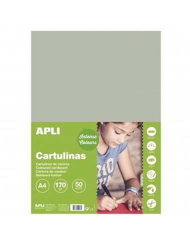 Apli Cartulina Gris A4 170g 50 Hojas