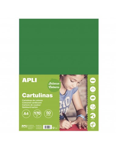 Apli Cartulina Verde Oscuro A4 170g 50 Hojas