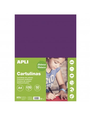 Apli Cartulina Morada A4 170g 50 Hojas