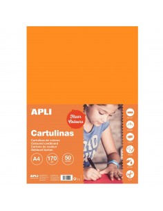 Apli Cartulina Naranja Fluorescente A4 170g 50 Hojas