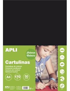 Apli Cartulina Negra A4 170g 50 Hojas