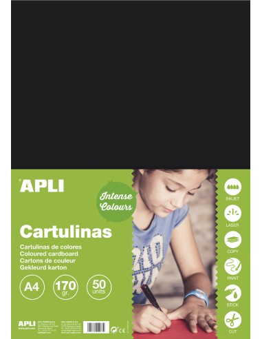 Apli Cartulina Negra A4 170g 50 Hojas