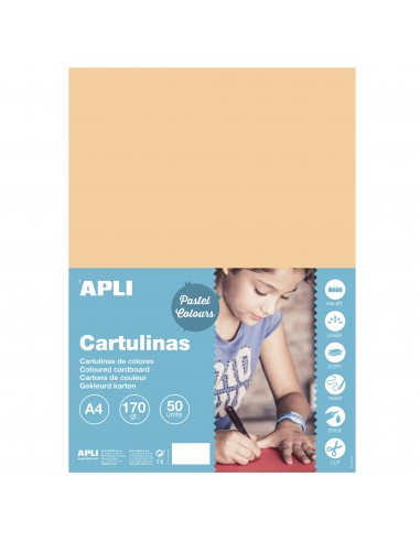 Apli Cartulina Salmon A4 170g 50 Hojas