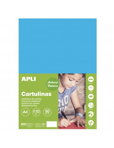 Apli Cartulina Azul Medio A4 170g 50 Hojas