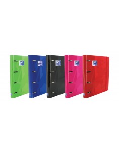 Oxford Europeanbinder Classic Carpeta de 4 Anillas Formato A4-con Recambio Cuadriculado 5x5mm y 4 Taladros - Cierre con Goma