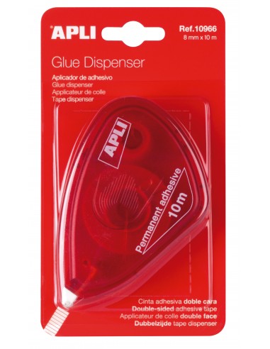 Apli Aplicador Adhesivo Doble Cara 8mm x 10m - Facil de Usar - Adhesivo Fuerte - Ideal para Manualidades y Proyectos