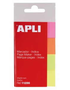 Apli Indices Adhesivos de Papel 50x20mm - 4 Colores - 40 Hojas por Color - Facil de Despegar - Organiza Tus Documentos -