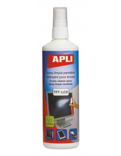 Apli Spray Limpiador Pantallas TFT LCD - Contenido 250ml - Elimina Manchas y Polvo - Mantiene Pantallas Limpias y sin