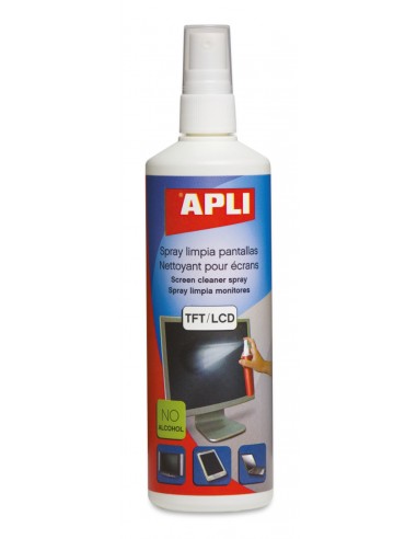 Apli Spray Limpiador Pantallas TFT LCD - Contenido 250ml - Elimina Manchas y Polvo - Mantiene Pantallas Limpias y sin