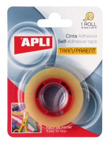 Apli Cinta Adhesiva Transparente 12mm x 33m - Resistente al Agua y a la Intemperie - Facil de Cortar y Aplicar - Ideal para