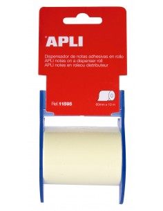 Apli Dispensador Nota Adhesiva Rollo - 60mm x 10m - Facil de Usar - Adhesivo de Calidad - Amarillo