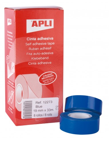 Apli Cinta Adhesiva Azul 19mm x 33m - Resistente al Agua y a la Intemperie - Facil de Cortar con las Manos - Ideal para