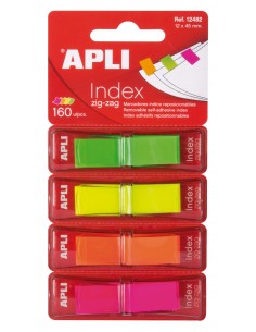 Apli Indices Adhesivos Film Zigzag 45x12mm 4 Dispensadores de 40 Indices - Faciles de Aplicar - Resistentes - Removibles -