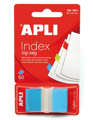 Apli Indices Adhesivos Film Zigzag 45x25mm Dispensador de 50 - Faciles de Aplicar - Diseño Zigzag - Adhesivo de Calidad -