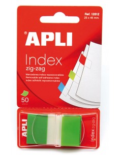 Apli Indices Adhesivos Film Zigzag 45x25mm - Dispensador de 50 Indices - Adhesivo de Calidad - Facil de Despegar - Diseño